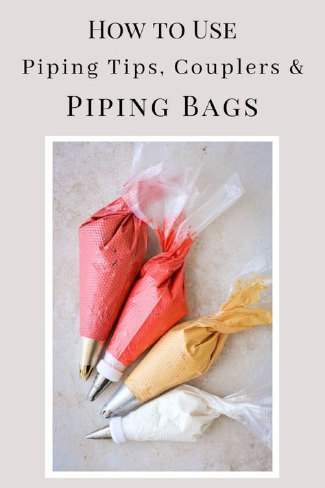 How To Make A Piping Bag For Icing, How To Use Piping Bags And Tips, How To Use A Piping Bag And Tip, Piping Bag Hacks, Piping Buttercream, Cupcake Piping, Cupcake Decorating Tips, Canned Frosting, Cake Piping