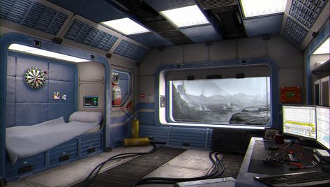 Sci Fi Rooms, Scifi Room, Sci Fi Room, Futuristic Room, Cyberpunk Room, Futuristic Bedroom, Ville Cyberpunk, Scifi Interior, Sci Fi Architecture