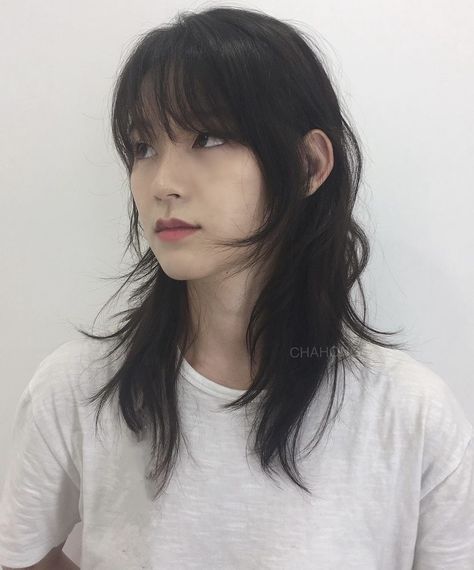 Korean Shaggy Haircut, Japanese Wolf Cut, Baby Bangs Long Hair, Mullet Haircuts, Shaggy Haircut, Short Dark Hair, Shaggy Short Hair, Mullet Haircut, Shaggy Haircuts