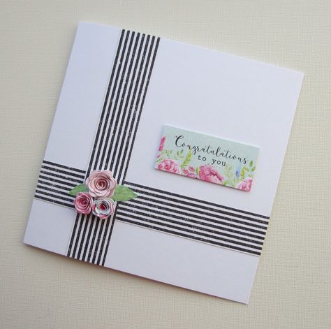 Card made by Kath Woods using the Heritage Rose collection. Heritage Rose, Washi Tape Cards, Craftwork Cards, Birthday Card Craft, Birthday Cards Diy, Christmas Cards To Make, Handmade Birthday Cards, Card Sketches, Card Layout