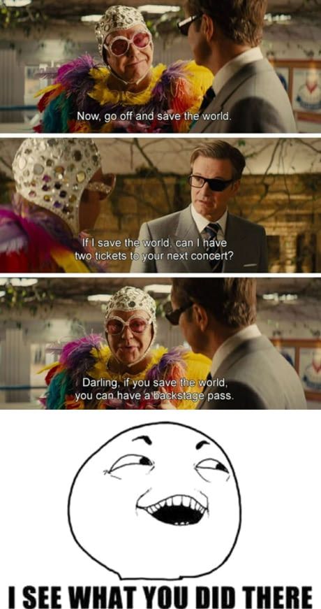 You'll need to watch Kingsman 1 to fully get the joke... Kingsman Funny, Kingsman Memes, Kingsman Fanart, Kingsman 1, Kingsman Suits, Eggsy Kingsman, Kingsman Movie, The Kingsman, Harry Hart