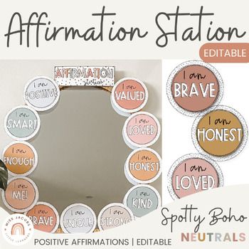 Affirmation Station, Mirror Display, Modern Rainbow, Classroom Labels, Teacher Supplies, Classroom Supplies, Words Of Affirmation, Future Classroom, Home Learning