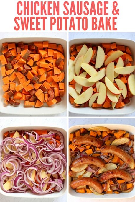 Chicken Sausage Sweet Potato, Sausage Sweet Potato, Sweet Potato Bake, Chicken Sausage Recipes, Chicken Apple Sausage, Potato Bake, Sweet Potato And Apple, Metabolic Diet, Fast Metabolism Diet