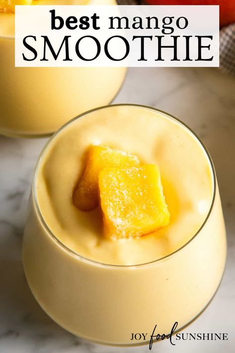 The best mango smoothie recipe is made in 5 minutes with 6 ingredients (including mango, coconut milk, yogurt and banana)! It's thick & creamy and tastes like a tropical vacation in a glass. Best Mango Smoothie, Healthy Mango Smoothie, Yogurt And Banana, Mango Yogurt Smoothie, Mango Smoothie Recipe, Smoothie Recipies, Coconut Milk Yogurt, Mango Banana Smoothie, Mango Smoothie Recipes