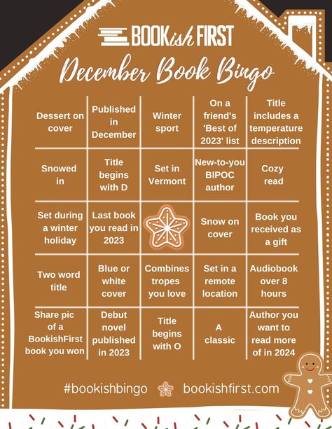 December 2023 Bookish Bingo ❄️ Winter Book Bingo, December Book Bingo, Book Bingo 2024, December Book Club Ideas, Tbr Challenge, Bookish Bingo, Tbr Game, December List, Reading Prompts