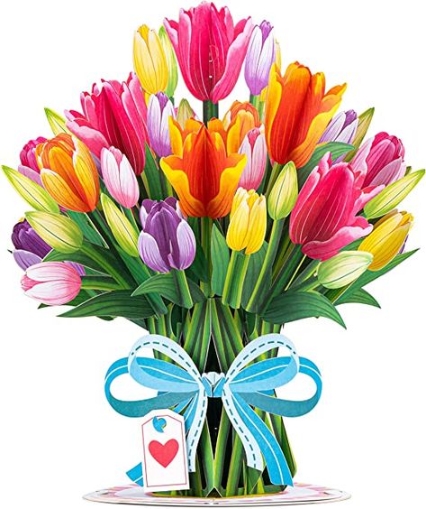 Great gift idea for Mother's Day! Pop Up Flower Bouquet, Tulip Flower Bouquet, Pop Up Flower Cards, Bouquet Card, Bouquet Gift, Paper Bouquet, Tulip Bouquet, Forever Flowers, Flower Card