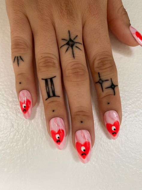 Gel x, finger tattoos Bunny Inspired Nails, Bad Bunny Inspired Nails, Inspired Nails, Bad Bunny, Finger Tattoos, Tattoos, Nails