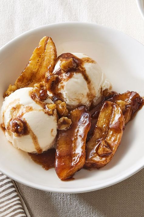 Bananas Foster Banana Foster Banana Bread, Bruleed Bananas, Bananas Foster Recipe, Banana Foster Recipe, Banana Foster, Brown Sugar Butter, Butter Rum, Banana Dessert Recipes, Baked Alaska