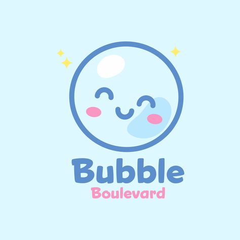 Bubble cute kawaii logo Bubble cute Bubble Tea Branding, Bubble Character, Soap Logo, Bubble Logo, Moon Tea, Bath Bomb Packaging, Kawaii Logo, Bubble House, Kawaii Illustration