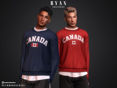 Canada Sweatshirt over T-Shirt Found in TSR Category 'Sims 4 Male Elder Everyday' Sims 4 Male, Male Outfit, Fancy Suit, Sims 1, Sims 4 Clothing, Animal Skin, Maxis Match, The Sims Resource, Sims Resource