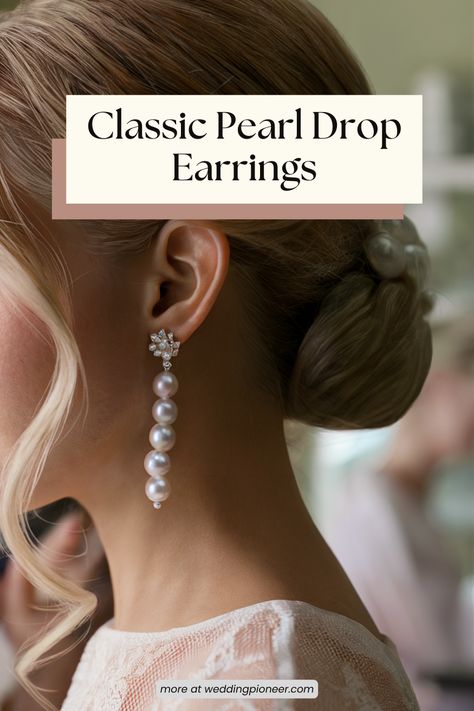 Classic Pearl Drops for Half-Up Hairstyles Pearl Drop Earrings Bridal, Gold Knot Earrings, Up Hairdos, Crystal Bridal Earrings, Initial Earrings, Bridal Hairstyle, Sparkle Earrings, Knot Earrings, Bridal Look