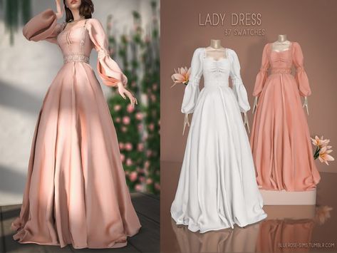 Sims 4 Wedding Dress, Ts4 Clothes, Sims Medieval, Royal Clothes, Die Sims 4, Sims 4 Anime, Cottagecore Clothes, Pelo Sims, Tumblr Sims 4