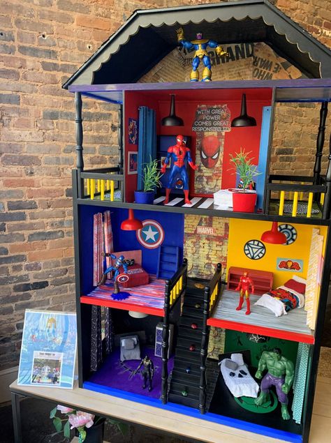 Superhero House, Doll House For Boys, Diy Superhero, Marvel Room, Superhero Bedroom, Boys Bedroom Makeover, Superhero Room, Boy Diy, Doll House Plans