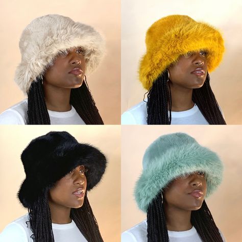 @ELLESAINTDEVEIL #Y2K Colorful Faux Fur Bucket Hats Fur Bucket Hat Outfit, Y2k Colorful, Hat Y2k, Y2k Festival, Fur Bucket, Faux Fur Bucket Hat, Dope Hats, Fur Bucket Hat, New Y2k