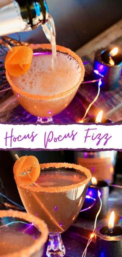 Prosecco Float, Hocus Pocus Watch Party, Hocus Pocus Night, Halloween Party Drinks, Gold Rum, Halloween Drinks Alcohol, Hocus Pocus 2, Hocus Pocus Party, Fall Cocktails Recipes