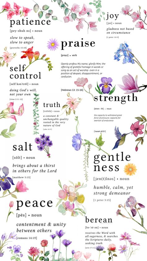 💐 #biblical #bible #definitions #love #pretty #flowers #pretty #simple #cute Biblical Backgrounds, Biblical Flowers, Bible Verse Vinyl, Journal Bible Quotes, Faith Moves Mountains, Slow To Speak, Cute Bibles, Personal Bible Study, Flowers Pretty