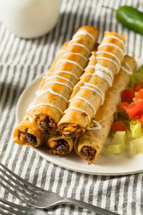 Air Fryer Flautas, Bean Burritos Recipe, Pecan Crusted Chicken, Chicken Flautas, Gluten Free Tortillas, Mexican Chicken, Shredded Beef, Crusted Chicken, Winner Winner