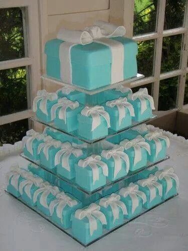 Tiffany blue wedding cake Tiffany Cakes, Tiffany Birthday, Buffet Dessert, Tiffany Theme, Tiffany Bridal Shower, Tiffany's Bridal, Tiffany Party, Tiffany Blue Wedding, Blue Quince