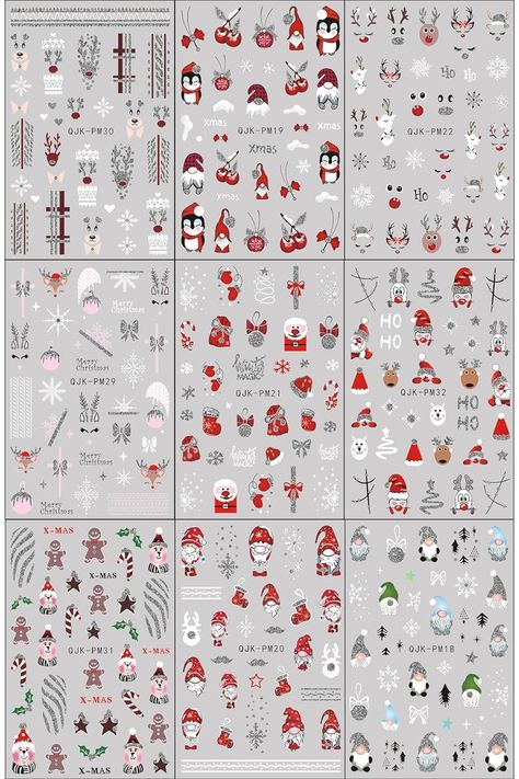 Christmas Nail Stickers, 9 Sheets Self-Adhesive Nail Decal Socks Snowflake Red Nail Art Decoration Design Supplies Christmas Nail Stickers, Red Nail Art, Thanksgiving Nails, Red Nail, Christmas Nail, Christmas Stickers, Nail Decals, Nail Art Decorations, Nail Art Tools