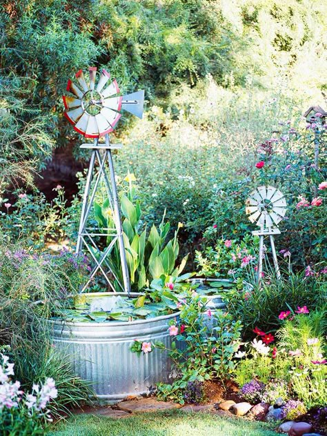 Galvanized tanks are an easy way to create a country-inspired water garden. More water gardens: http://www.bhg.com/gardening/landscaping-projects/water-gardens/dream-water-gardens/?socsrc=bhgpin050413farmwatergarden=10 Galvanized Stock Tank, Dream Water, Backyard Water Feature, Stock Tank, Water Features In The Garden, Ponds Backyard, Plants And Flowers, Flowers Wallpaper, Water Feature