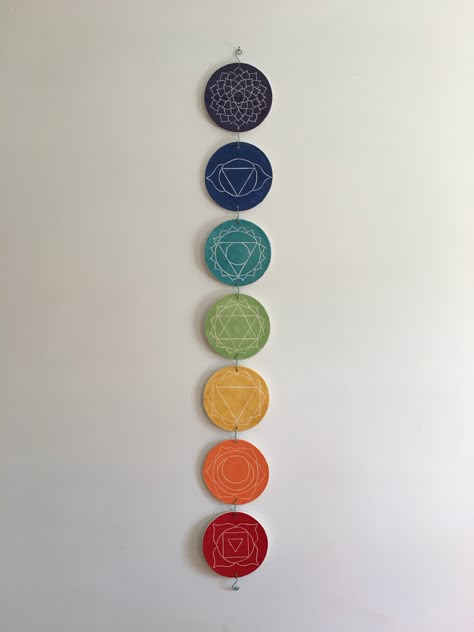 Chakra Wall Hanging, Chakra Decor, Chakra Art, Chakra Colors, Diy Wall Art Decor, Ceramic Pieces, Spiritual Power, Wall Hanging Diy, Clay Art Projects