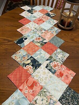 Handmade Quilted Table Runner/Topper/Mat - 18 1/2 X 57 Inches. Multiple Colors.  | eBay Free Table Runner Quilt Patterns Sweet Pea Machine Embroidery, Diagonal Table Runner, Scrap Fabric Table Runner, Scrappy Table Runners, Pole Twist Table Runner, Modern Quilted Table Runner, Easy Quilted Table Runners, Quilt Table Runner Patterns, Quilted Table Runners Patterns Free