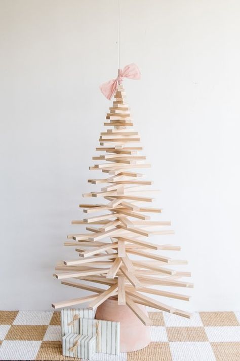 DIY Wooden Christmas Tree — Smor Home Wooden Christmas Tree To Hang Ornaments, 6 Ft Christmas Tree Ideas, Dowel Rod Christmas Tree, Stick Christmas Tree Diy, Diy Wooden Dowel Christmas Tree, Wooden Dowel Christmas Tree, How To Make A Wooden Christmas Tree, Dowel Christmas Tree, Dowel Tree