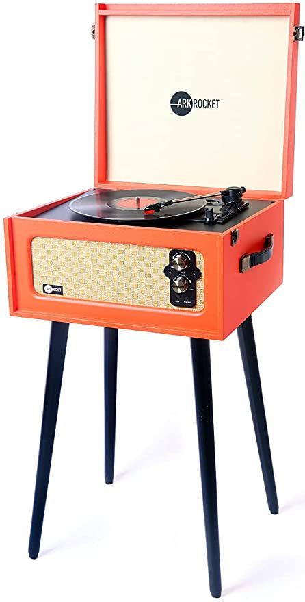 70s Record Player, Record Player Victrola, Cd Player That Looks Like A Record Player, Red Record Player, Victrola Record Player, Bluetooth Record Player, 70s Theme Party, Retro Record Player, Orange Room