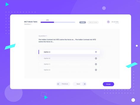 Online Exam App UI/UX by Sanket Pal for indianpix on Dribbble Web App Ui Design, Ui Design Principles, Online Exam, Login Design, Ux Kits, Ui Website, Android App Design, Quiz Design, Mobile App Design Inspiration