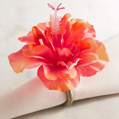 Pier 1 Imports Coral Hibiscus Napkin Ring #ad #CommissionLink #napkinring Coral Hibiscus, Luau Food, Hawaiian Party, Papasan Chair, Business Furniture, Indoor Patio Furniture, Dining Accessories, Napkin Ring, Tropical Decor