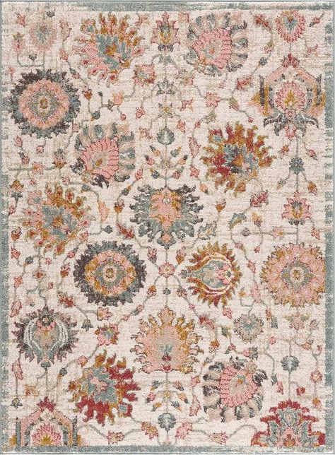 Amazon.com: BoutiqueRugs Herstmonceux Boho Vintage Colorful Large Area Rug - Farmhouse Traditional Floral Pink Rug for Living Room - Cream, Green, Sage, Red, Taupe, Dusty Pink - 7'10" x 10'2" (8x10 Area Rug) Bedroom Cream, Sage Bedroom, Girls Room Rugs, 8x10 Area Rug, Colorful Area Rug, Farmhouse Traditional, Green Sage, 9x12 Area Rugs, Rug For Living Room