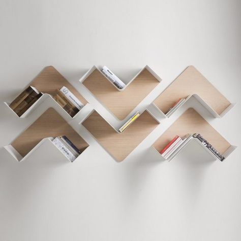 31 Unique Wall Shelves That Make Storage Look Beautiful Designer Shelves, Wall Rack Design, Unique Wall Shelves, Beautiful Bookshelf, Modern Wall Shelf, B Line, Unique Shelves, Wooden Floating Shelves, Wooden Wall Shelves