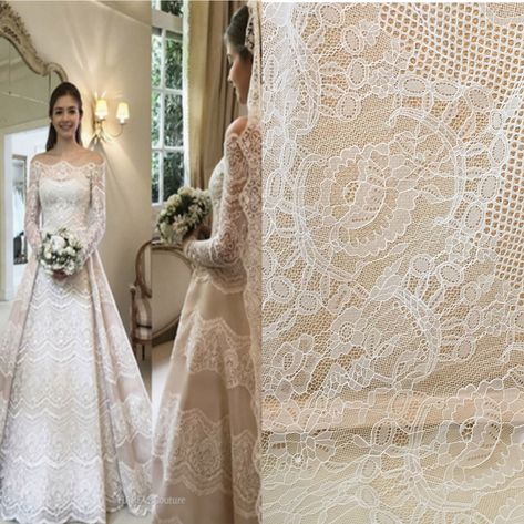 Soft White French Lace Fabric, Boho Floral flower lace, Bridal Wedding Dress, Cotton guipure Embroidery Venice Chantilly lace by the yard Chantilly Lace Wedding Dress, Beaded Lace Fabric, Bridal Lace Fabric, Tulle Flowers, Alencon Lace, Ivory Dresses, Chantilly Lace, French Lace, Boho Floral