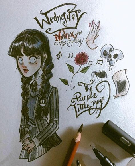 Alef Vernon Art Tim Burton, Alef Vernon Art, Alef Vernon, Horror Manga, Spooky Art, Eyes Artwork, Pretty When You Cry, Sketchbook Ideas, Wednesday Addams