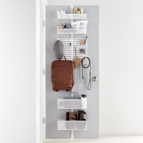 Elfa Utility Mesh Entryway Over the Door Rack | The Container Store Custom Closet Shelving, Door Rack, Custom Shelving, Shop Doors, Teenage Room, Wall Shelves & Ledges, Hall Closet, Coat Closet, Ways To Organize