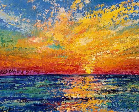 Ocean Sunset Palette Knife Tutorial Tuesday August 1st @ 6pm CT on YouTube (link is in my bio) #painting #ocean #sunset Acrylic Palette, Acrylic Tutorials, Canvas For Beginners, Oil Painting Tutorial, Acrylic Painting Lessons, Learn How To Paint, Palette Knife Painting, Impasto Painting, Acrylic Painting Tutorials