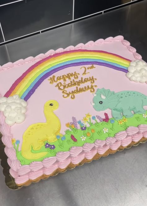 Land Before Time Birthday Party Girl, Dinosaur Birthday Party Girl Cake, Two Rex Birthday Cake, Girl Dinosaur Birthday Party Food, Pink Dinosaur Birthday Cake, Purple Dinosaur Cake, Dinosaur Unicorn Cake, Three Rex Birthday Party Girl Cake, Girl Three Rex Birthday Party