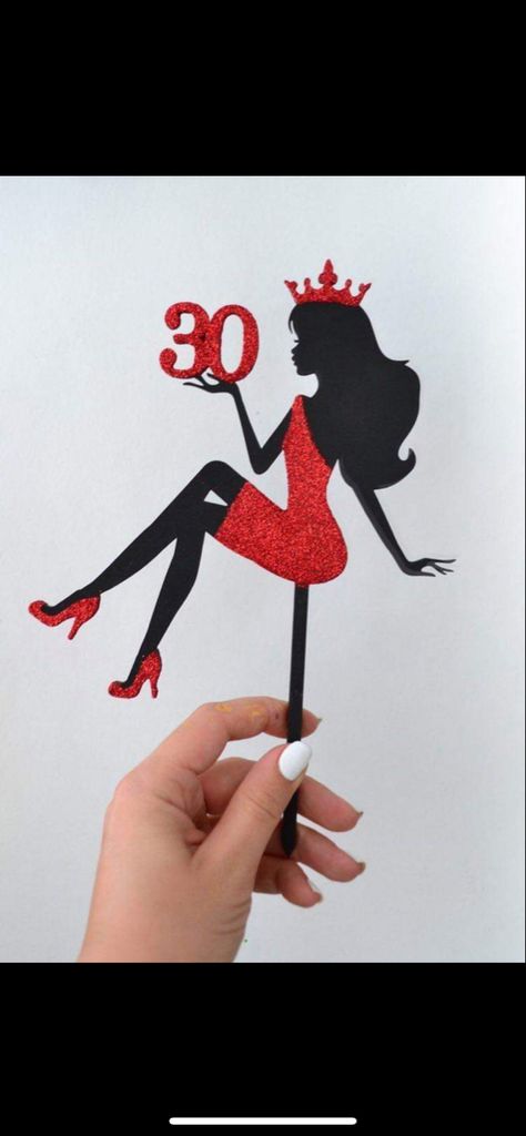 Cake Topper 40th Birthday, 30th Cake, Birthday Cake Tutorial, 30th Birthday Cake Topper, 30th Birthday Cake, Silhouette Cake Topper, Silhouette Cake, Cake Girl, 40th Birthday Decorations