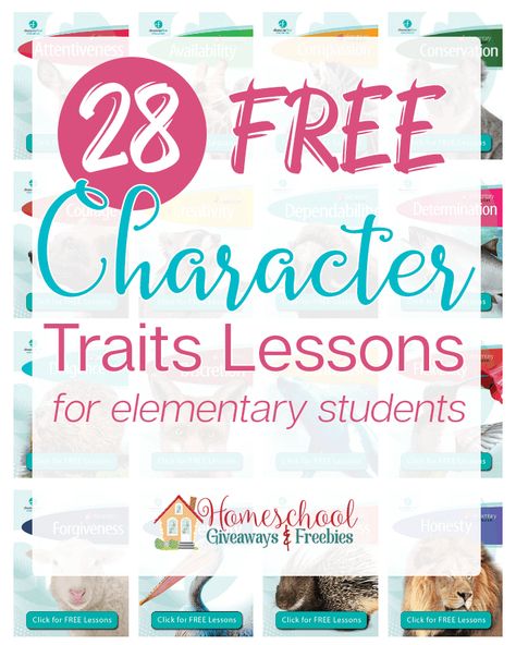 28 FREE Character Traits Lessons Character Lessons Elementary, Biblical Character Traits, Character Traits For Kids, Bible Lapbook, Character Trait Lessons, Character Traits Activities, Kindness Lessons, Godly Character, Character Education Lessons