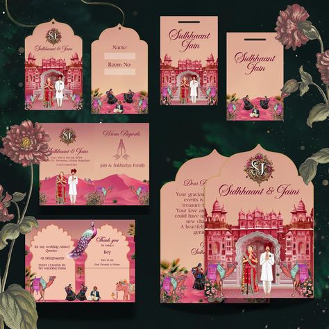 Wedding stationary ❤️ Digital Wedding Card Design, Indian Elephant Art, Wedding Stationary Design, Event Invitation Design, Wedding Illustrations, Illustrated Invitations, Wedding Card Design Indian, Digital Invitations Wedding, Indian Wedding Invitation Cards