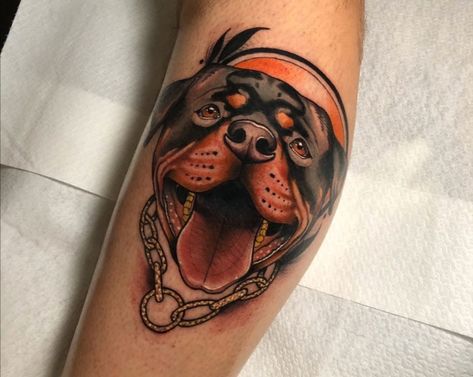 Rottweiler tattoo Traditional Rottweiler Tattoo, Rottweiler Tattoo Ideas, One More Tattoo, Pet Portrait Tattoo, German Shepherd Tattoo, Rottweiler Tattoo, More Tattoo, New Traditional, Neo Traditional