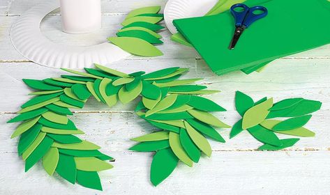 Laurel Head Wreath – Colorations® Paper Laurel Crown, Laurel Wreath Diy, Roman Laurel Crown, Laurel Wreath Meaning, Greek Laurel Crown, Greek Leaf Crown, Laurel Wreath Crown, Girl Scout Daisy Activities, Olympic Crafts