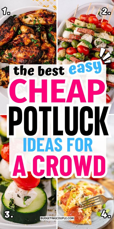 Cheap Potluck Dishes: potluck recipes and cheap dinners for a family soup perfect for party food for adults Cheap Potluck, Cheap Potluck Dishes, Asian Potluck, Inexpensive Appetizers, Christmas Party Appetizers, Family Gathering Food, Meals To Make With Chicken, Potluck Meals, Cheap Party Food