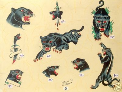 Tiger Traditional, Big Cat Tattoo, Vintage Tattoo Design, Sailor Jerry Tattoos, Panther Tattoo, Traditional Flash, Tattoo Flash Sheet, Traditional Ink, Traditional Tattoo Design