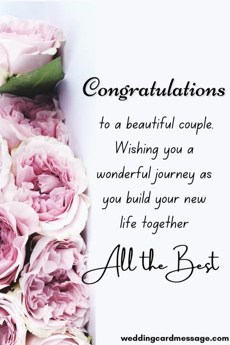 Having a hard time finding the words to congratulate the newlywed couple? Use our selection of wedding congratulations messages to make things easier | #wedding #congratulations #wishes #messages #marriage How To Congratulate Someone, Wedding Congratulations Quotes, Happy Wedding Anniversary Quotes, Wedding Wishes Messages, Wedding Wishes Quotes, Wedding Card Quotes, Congratulations Quotes, Engagement Wishes, Wedding Day Wishes