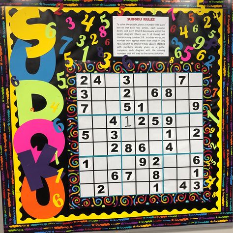 Sudoku Bulletin Board, High School Math Bulletin Board Ideas, Math Project Ideas High Schools, Math Project Ideas, Math Classroom Decorations, Bulletin Board Ideas, Math Projects, High Schools, High School Math