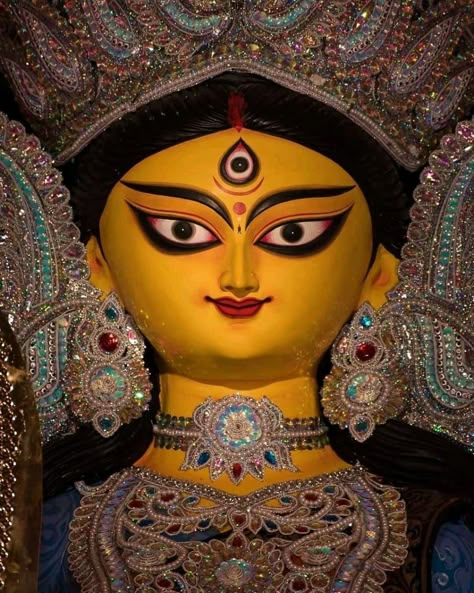 Durga Maa Hd Wallpaper Bengali, Durga Puja Pic, Durga Devi Images Hd, Durga Puja Image, Durga Face, Durga Maa Paintings, Camera Tattoo Design, Navratri Devi Images, Goddess Kali Images