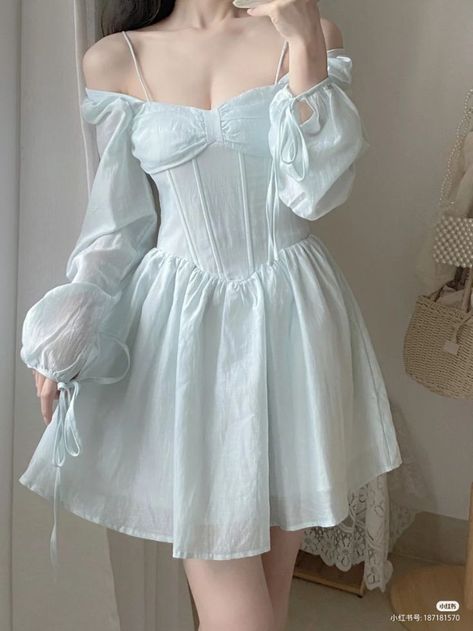 Angel Outfit Aesthetic, Blue Coquette Aesthetic, Fairytale Prom, Fairytale Prom Dress, Cottagecore Tea, Blue Coquette, Sweet Sixteen Dresses, 2 Pretty, Angel Outfit