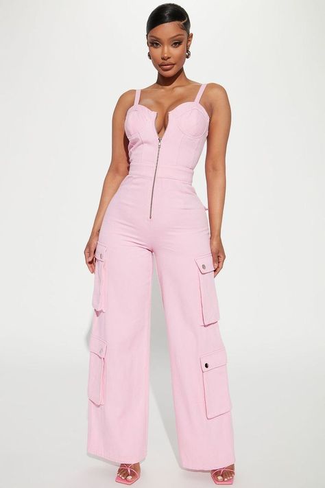 Pink Jumpsuits Outfit, Olive Jumpsuit, Black Women Dress, Cargo Jumpsuit, Mesh Jumpsuit, Fashion Nova Outfits, Set Outfits, Jumpsuit Elegant, Pink Jumpsuit