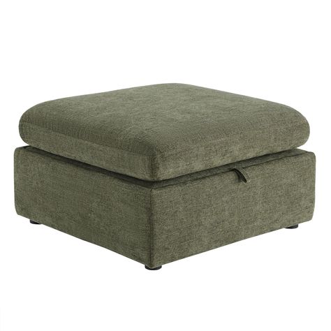 PRICES MAY VARY. Spacious & Versatile Storage Ottoman - Lift up the ottoman top with a built-in smooth gas-lift mechanism to reveal plenty of out-of-sight storage. Storage space: 28.7''W x 27.6''D x 8.3''H. In addition, it is a perfect footrest or table when topped with a tray. Premium Quality - Each piece is made by the skilled hands of artisans who have melted functionality and design. Sturdy corner blocked wooden frame is expertly crafted from solid engineered wood and hard wood. All wood is Large Ottoman Living Room, Ottoman For Sectional, Leather Ottomans Living Room, Living Room With Ottoman, Large Ottoman Coffee Table, Square Ottoman Coffee Table, Large Square Ottoman, Large Storage Ottoman, Green Ottoman